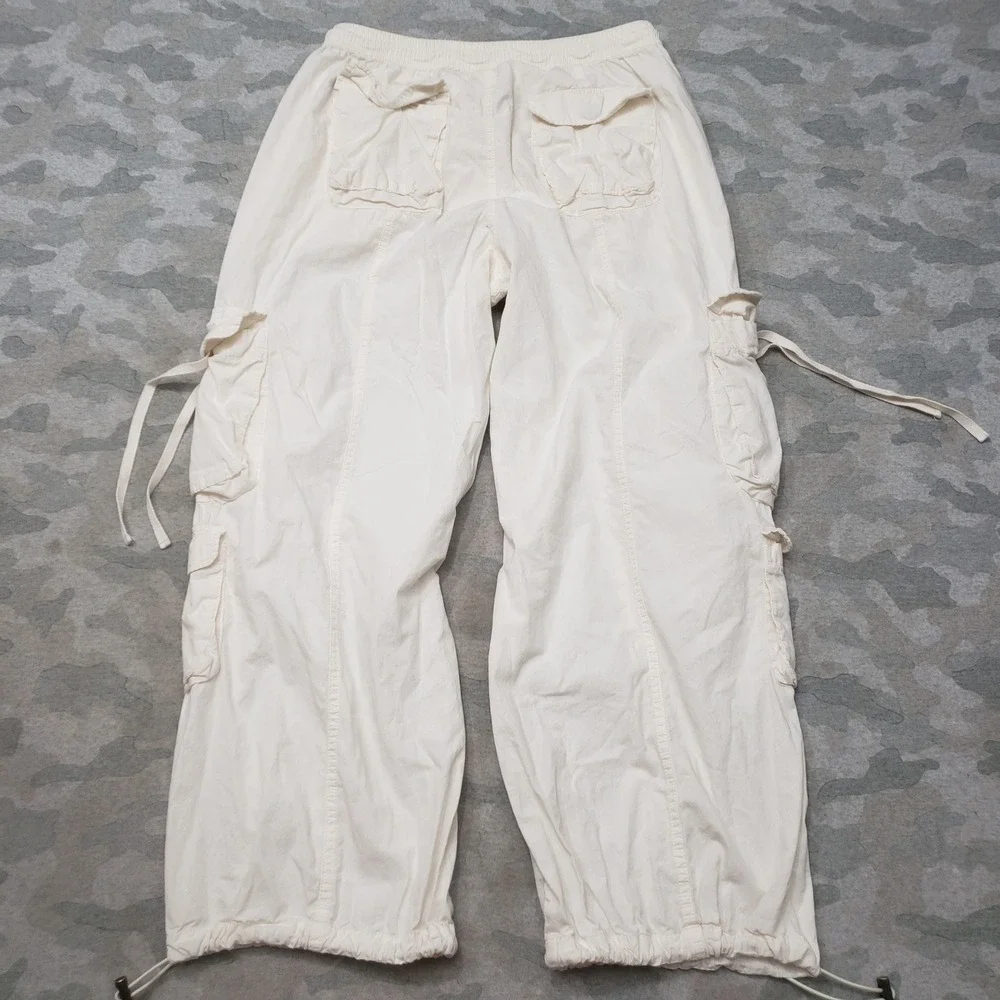 Lucky Brand Cargo Pants Women Small White Wide Leg